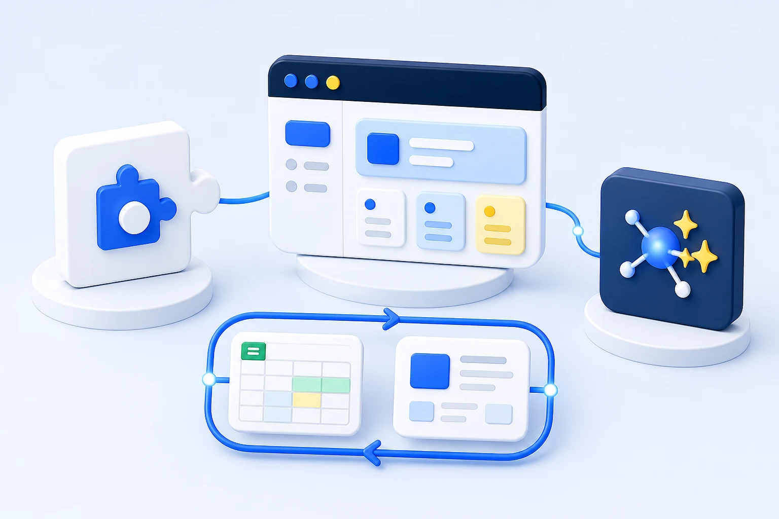 Chrome拡張、Webアプリ、AI連携、業務自動化のイメージ